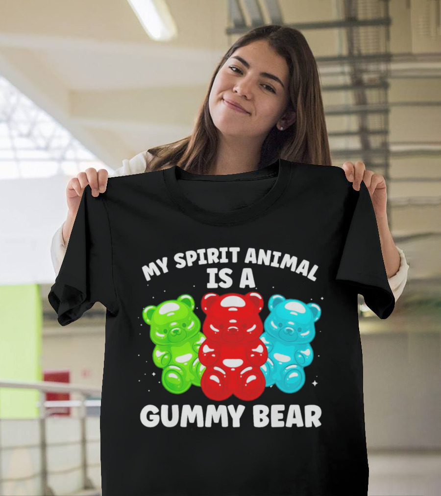 My Spirit Animal Is a Gummy Bear Trio Featuring Red Green and Blue Bears T-Shirt