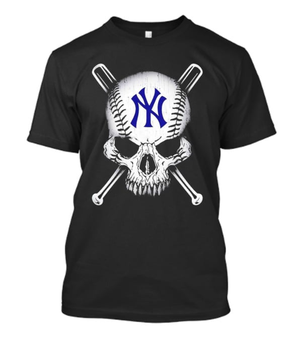 New York Yankees Skull Halloween Baseball Bat Crossbones T-Shirt