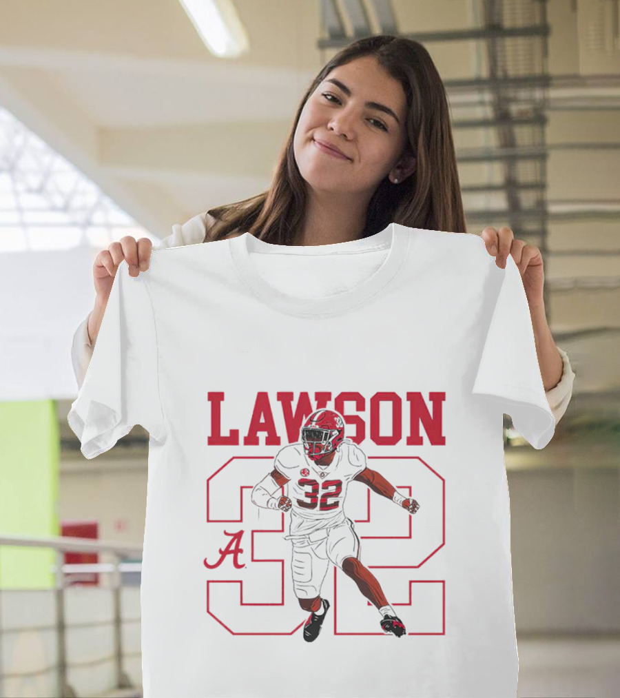 Lawson 32 Alabama Crimson Tide Football Caricature T-Shirt