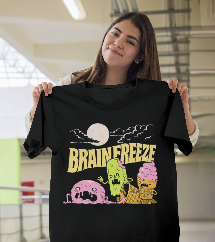 Brain Freeze Zombie Ice Cream Halloween Treats Under Full Moon T-Shirt