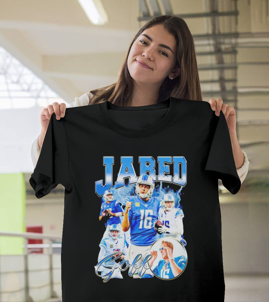 Jared Goff Detroit Lions Quarterback Football Action Montage T-Shirt