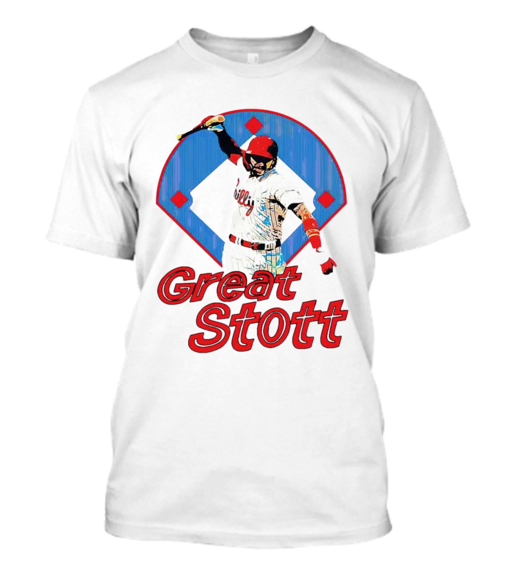 Great Stott Philadelphia Phillies Bat Spike T-Shirt
