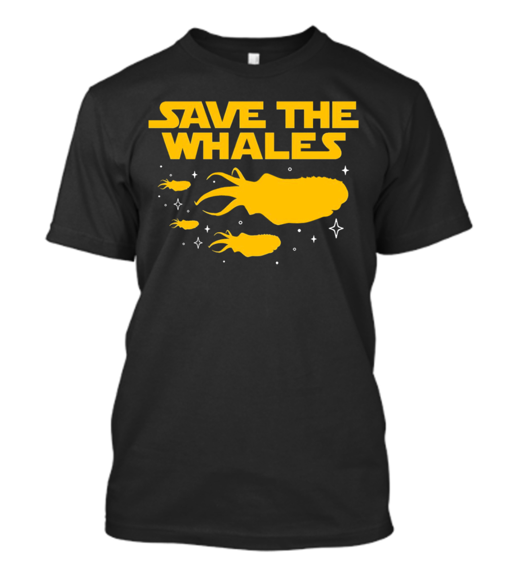 Save The Whales I Mean Purrgil Star Wars Parody Yellow Space Creatures T-Shirt
