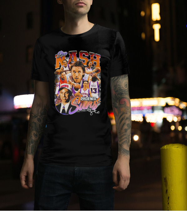 Steve Nash Phoenix Suns Basketball NBA Signature Collage T-Shirt
