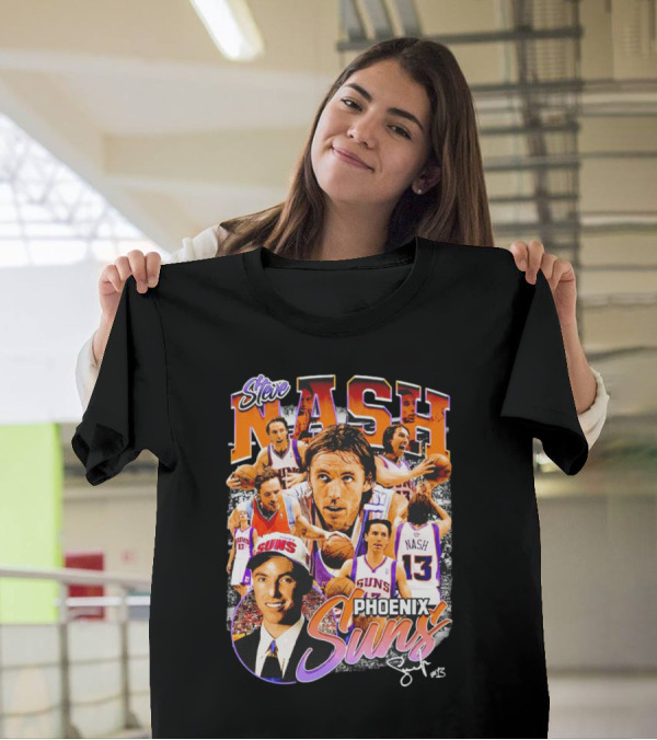 Steve Nash Phoenix Suns Basketball NBA Signature Collage T-Shirt