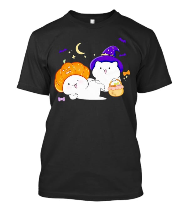 Bongo Cat Meme Halloween Pumpkin Witch Hat Moon Stars Bats T-Shirt