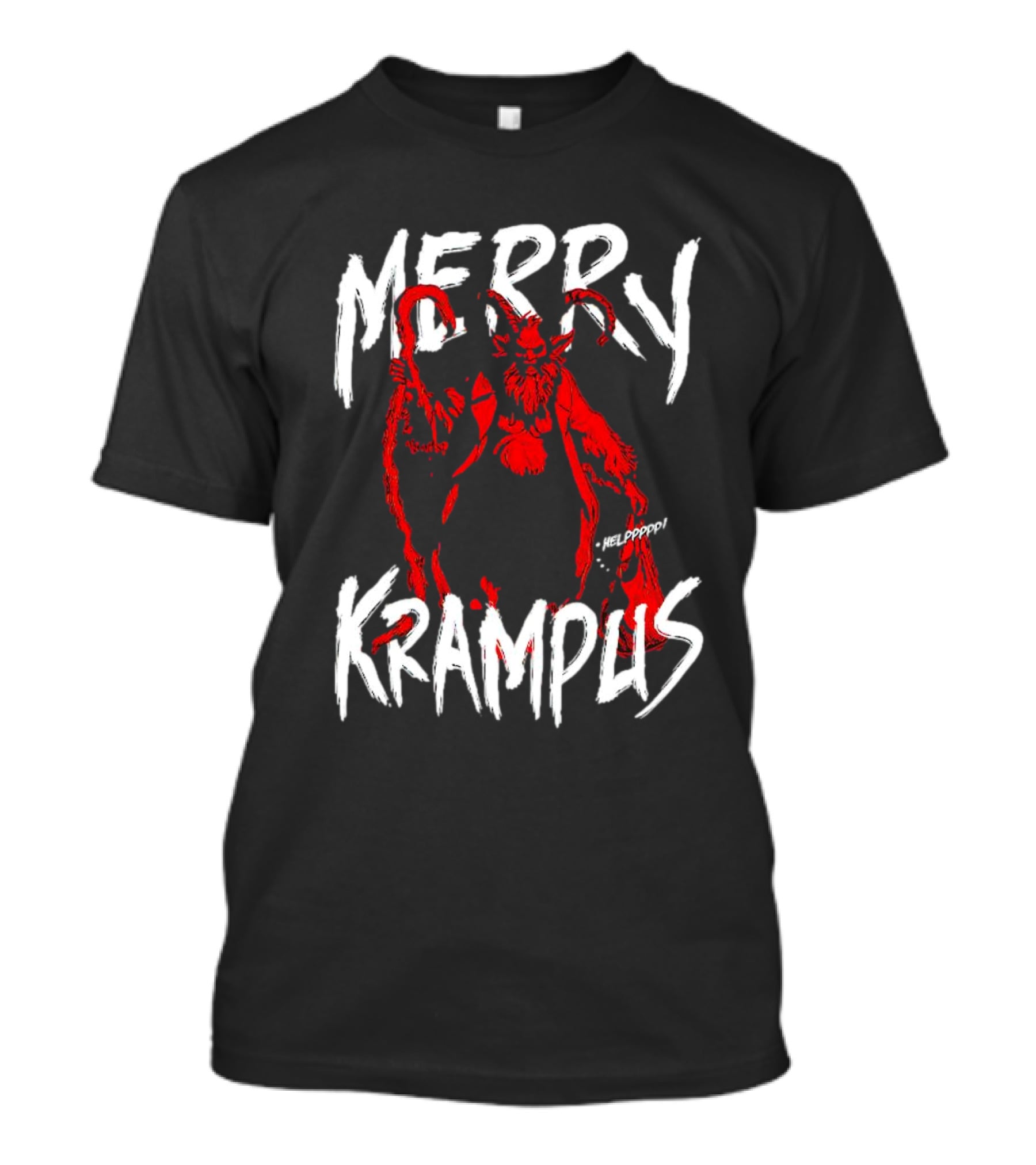Merry Krampus Helpppp Horror Red Demon T-Shirt