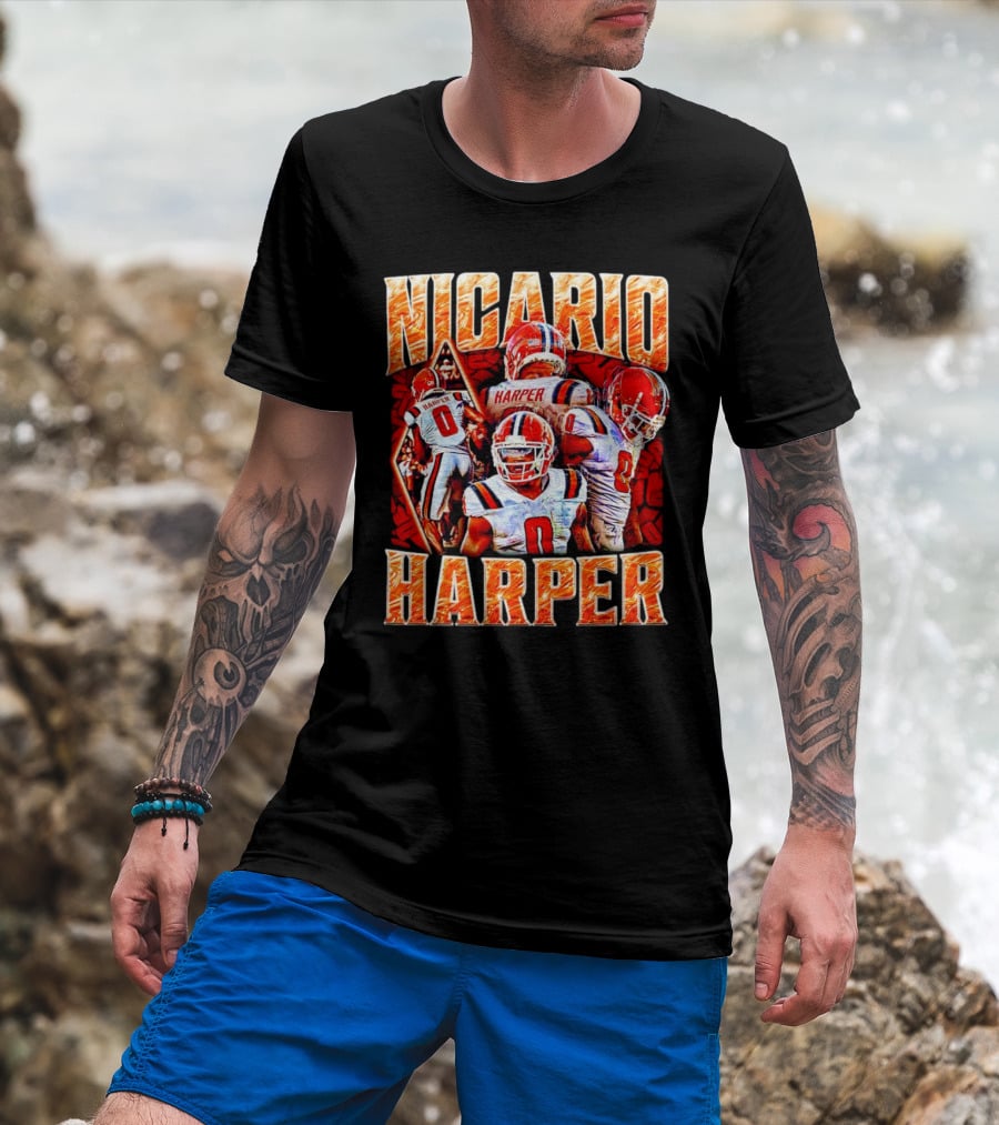 Nicario Harper Illinois Fighting Illini Football Vintage Harper 0 Jersey Collage T-Shirt