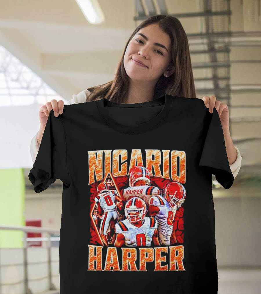 Nicario Harper Illinois Fighting Illini Football Vintage Harper 0 Jersey Collage T-Shirt