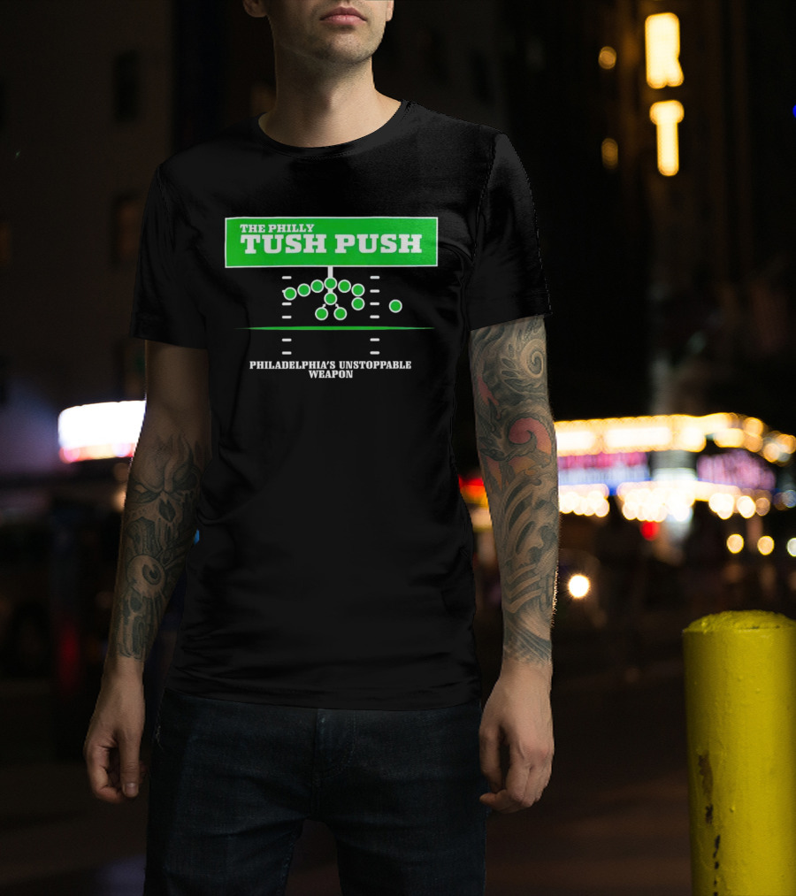 The Philly Tush Push Philadelphia's Unstoppable Weapon Football Strategy Diagram T-Shirt