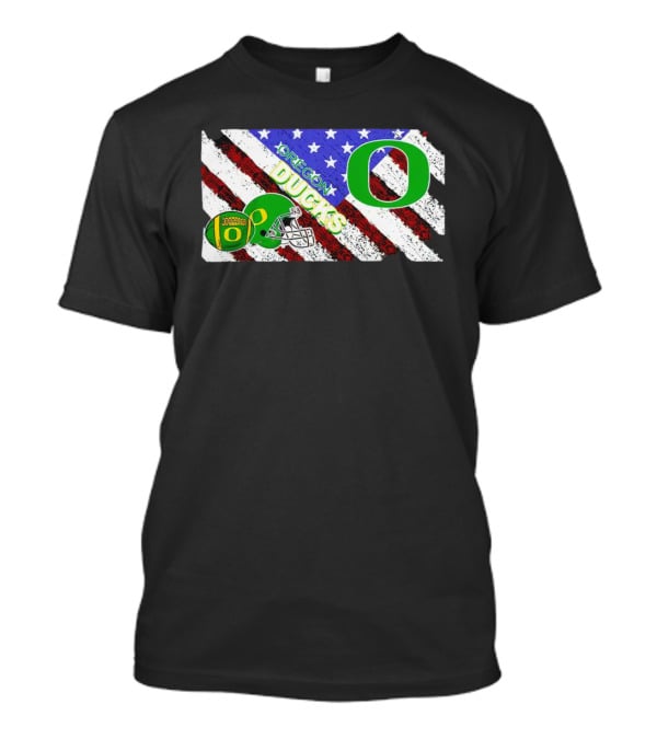 Oregon Ducks American Flag Helmet NCAA T-Shirt
