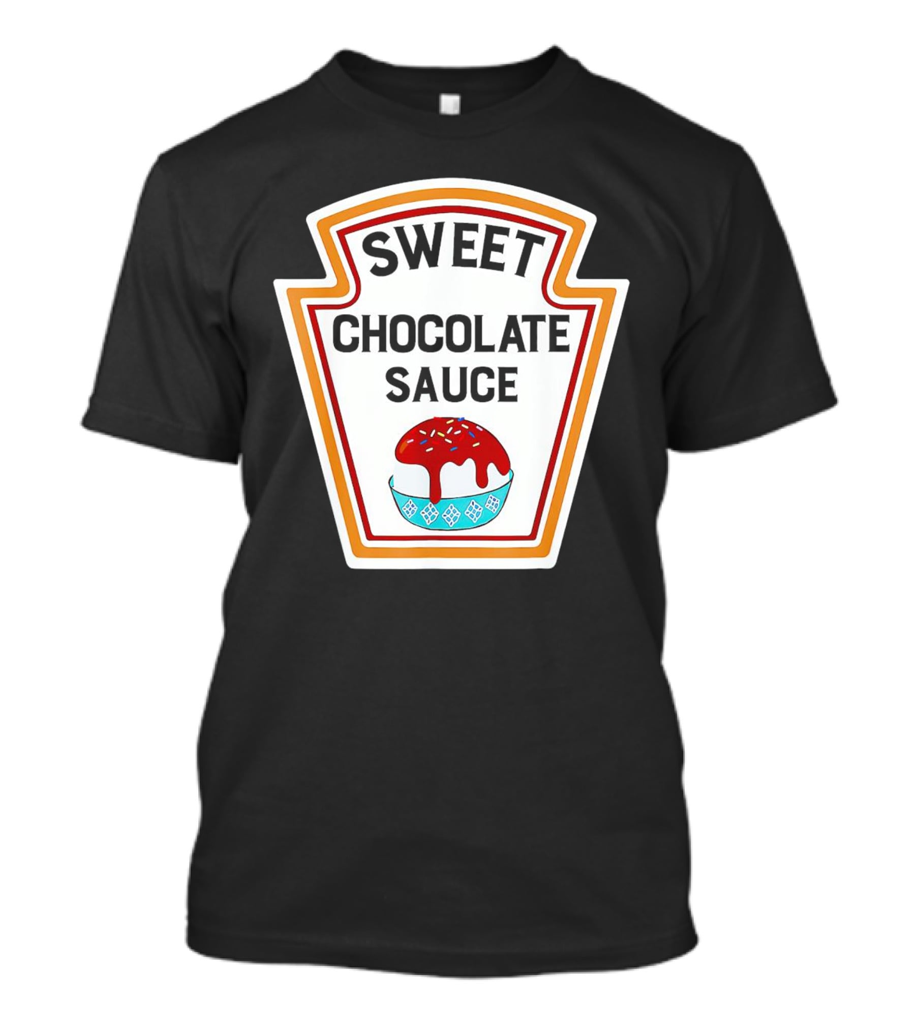 Sweet Chocolate Sauce Ice Cream Sundae Label T-Shirt