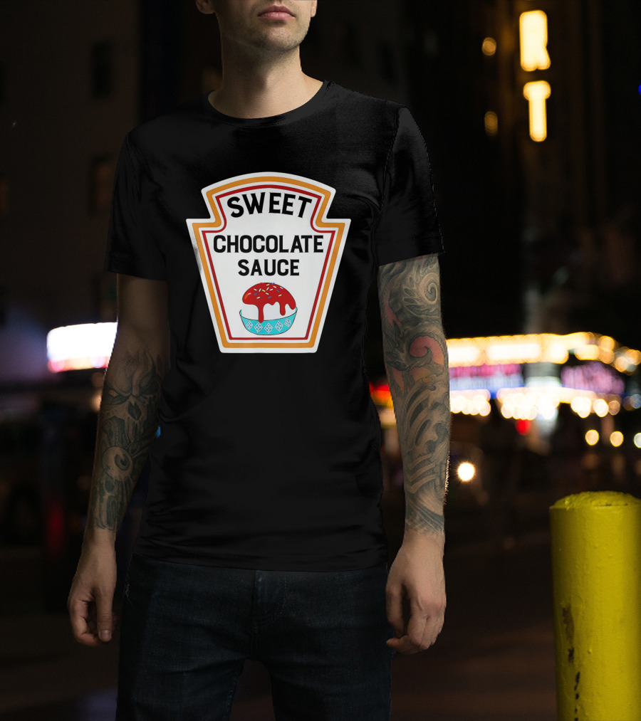 Sweet Chocolate Sauce Ice Cream Sundae Label T-Shirt