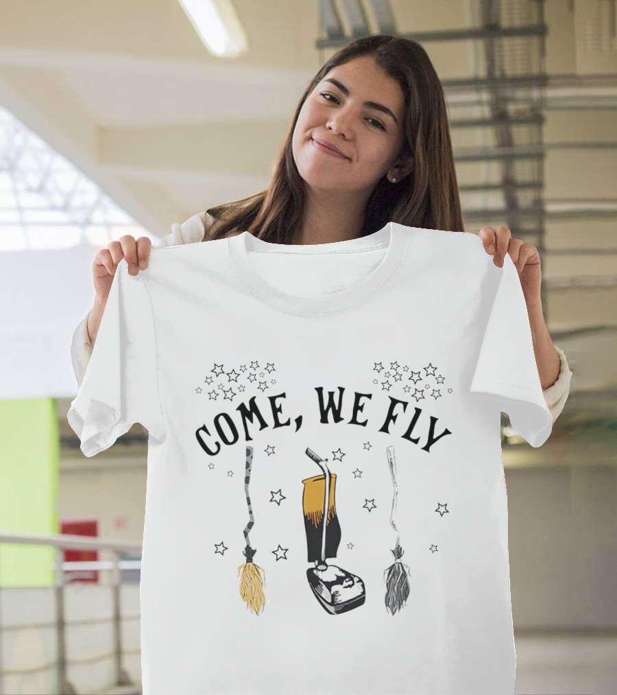 Come We Fly Broom and Vacuum with Stars T-Shirt