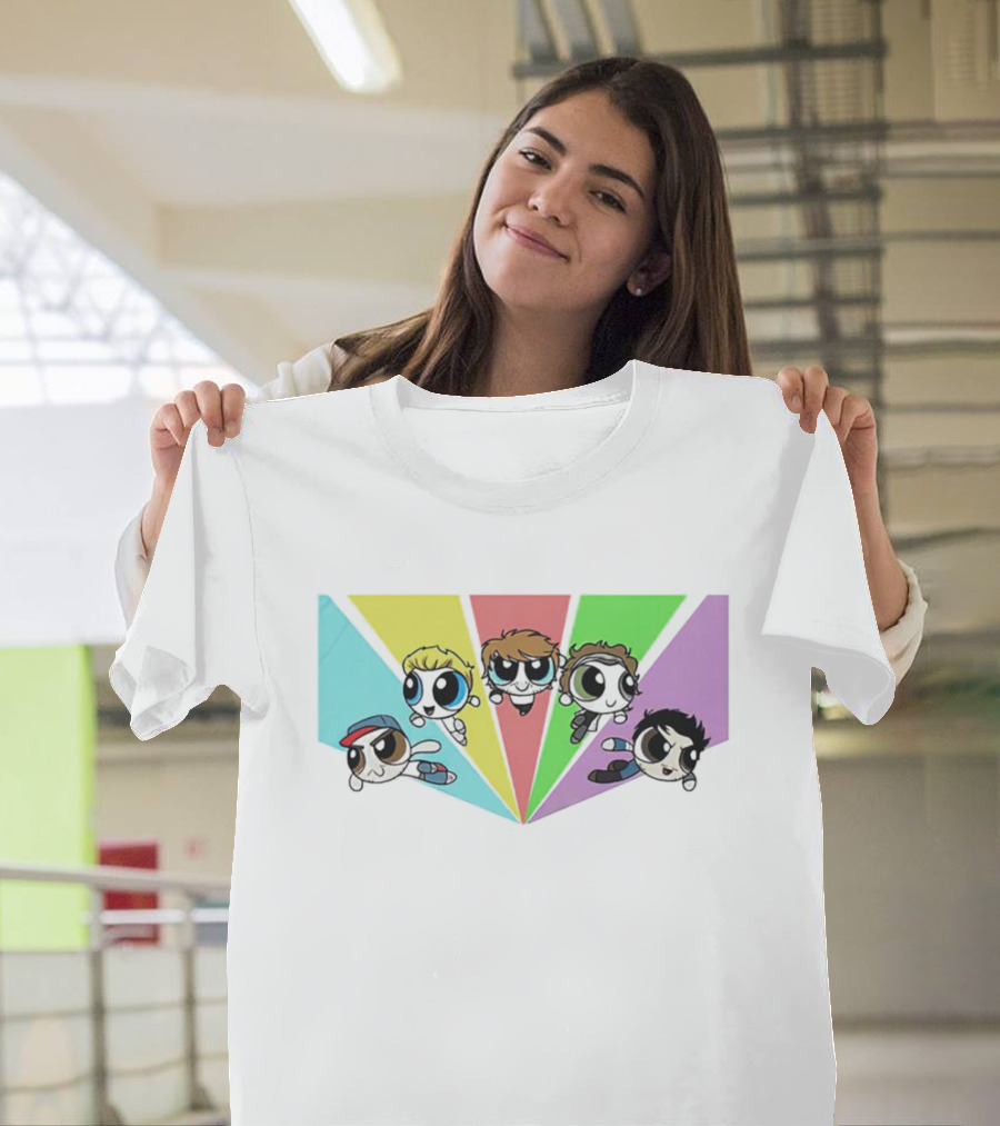 Powerpuff Girls Meet One Direction Cartoon Mashup T-Shirt