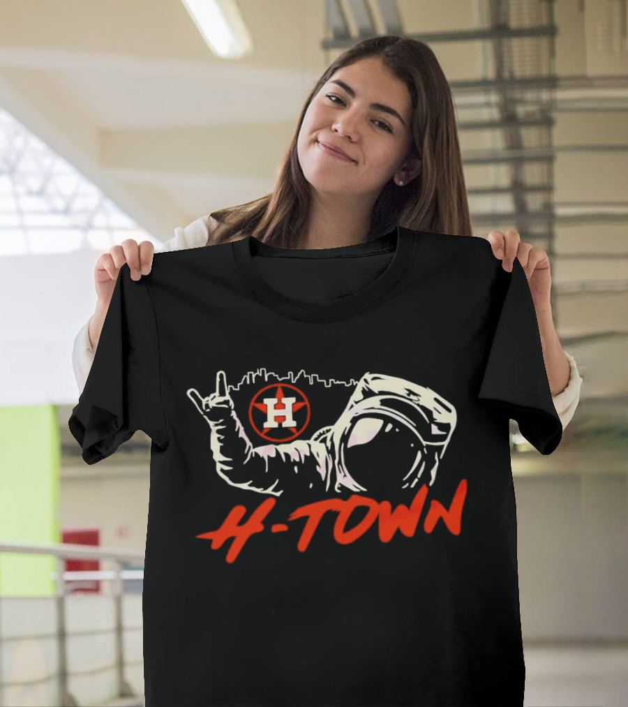Houston Astros H-Town Astronaut Skyline Baseball T-Shirt