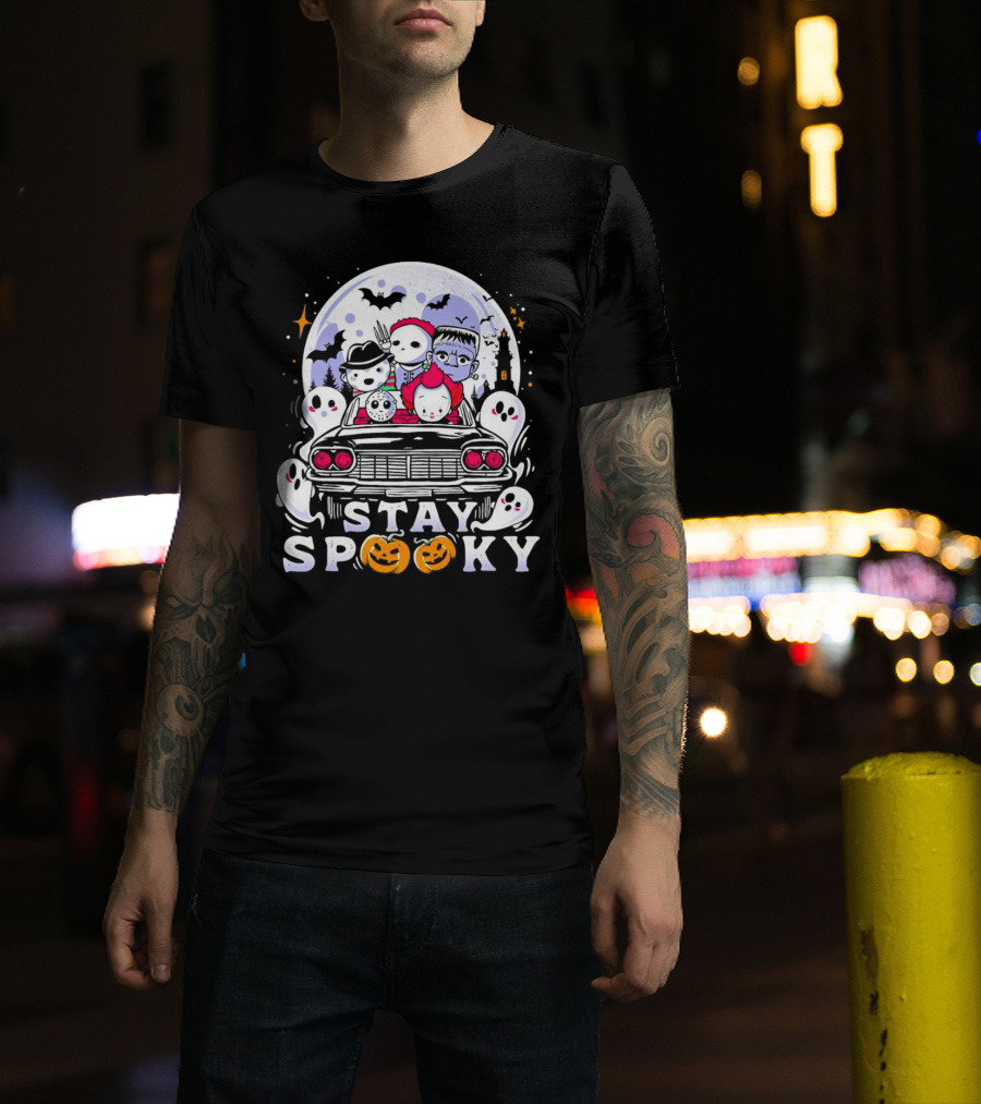 Stay Spooky Halloween Horror Movie Characters Car Ride T-Shirt