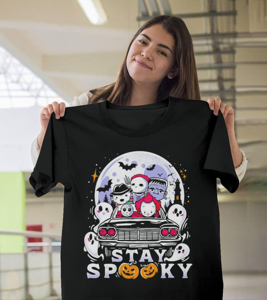 Stay Spooky Halloween Horror Movie Characters Car Ride T-Shirt