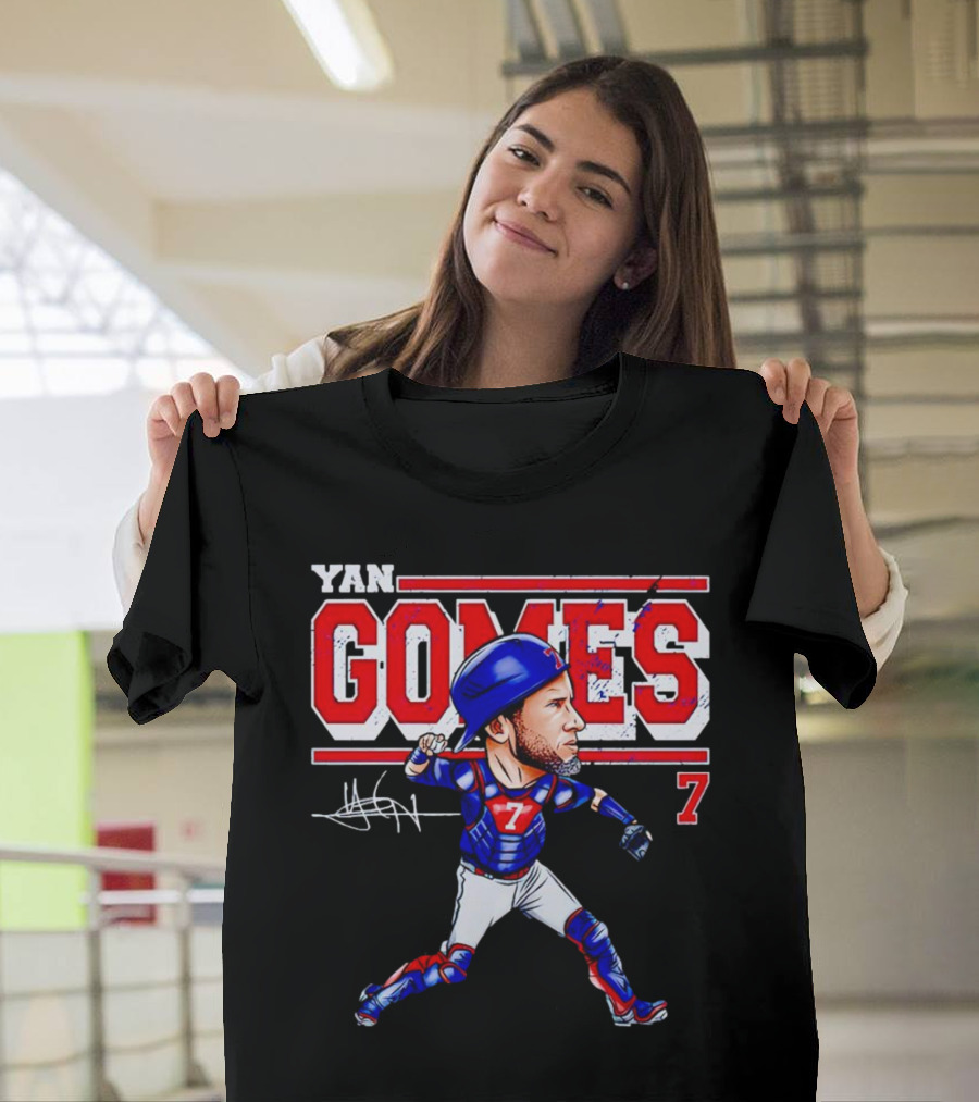 Yan Gomes Chicago Cubs Cartoon Vintage 7 Baseball Caricature T-Shirt