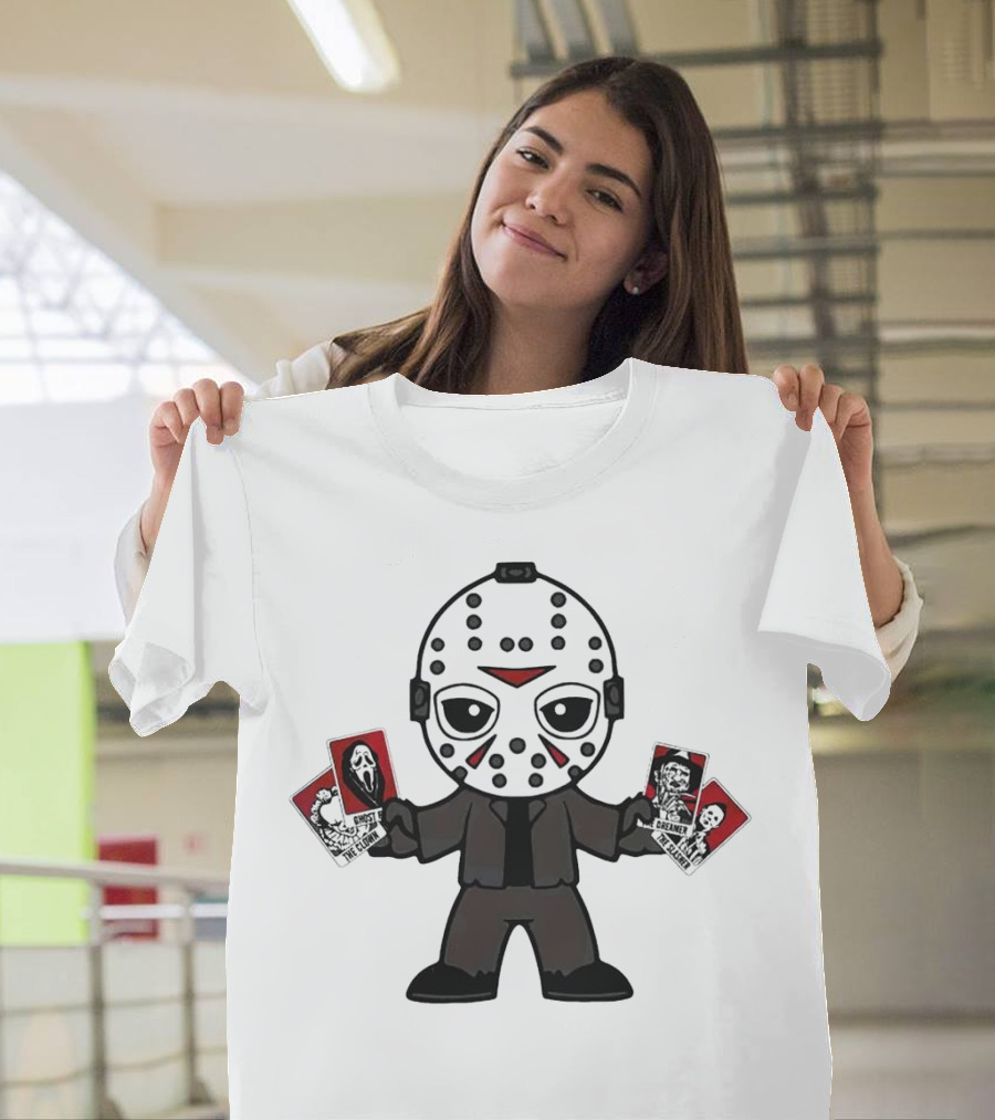 Jason Voorhees Tarot Card Halloween Cartoon Character With Mask And Cards T-Shirt