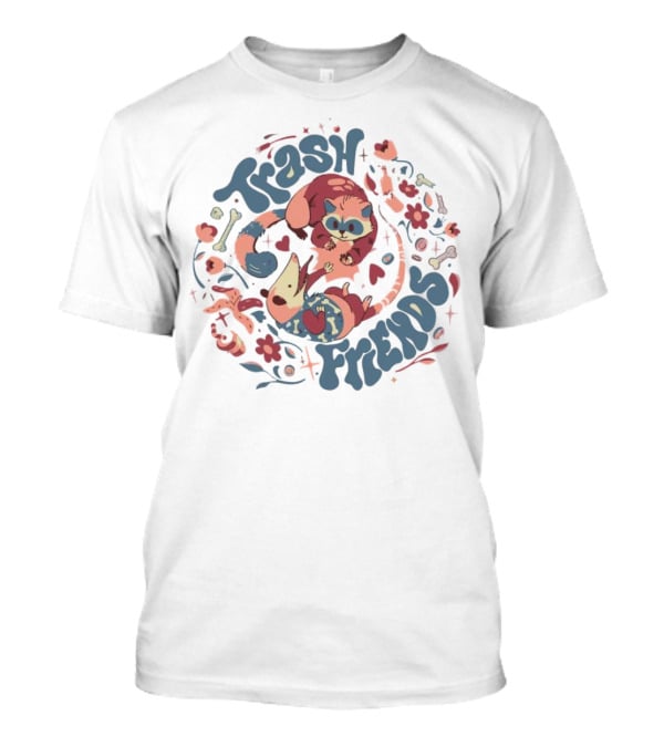 Trash Friends Cat And Possum Floral T-Shirt