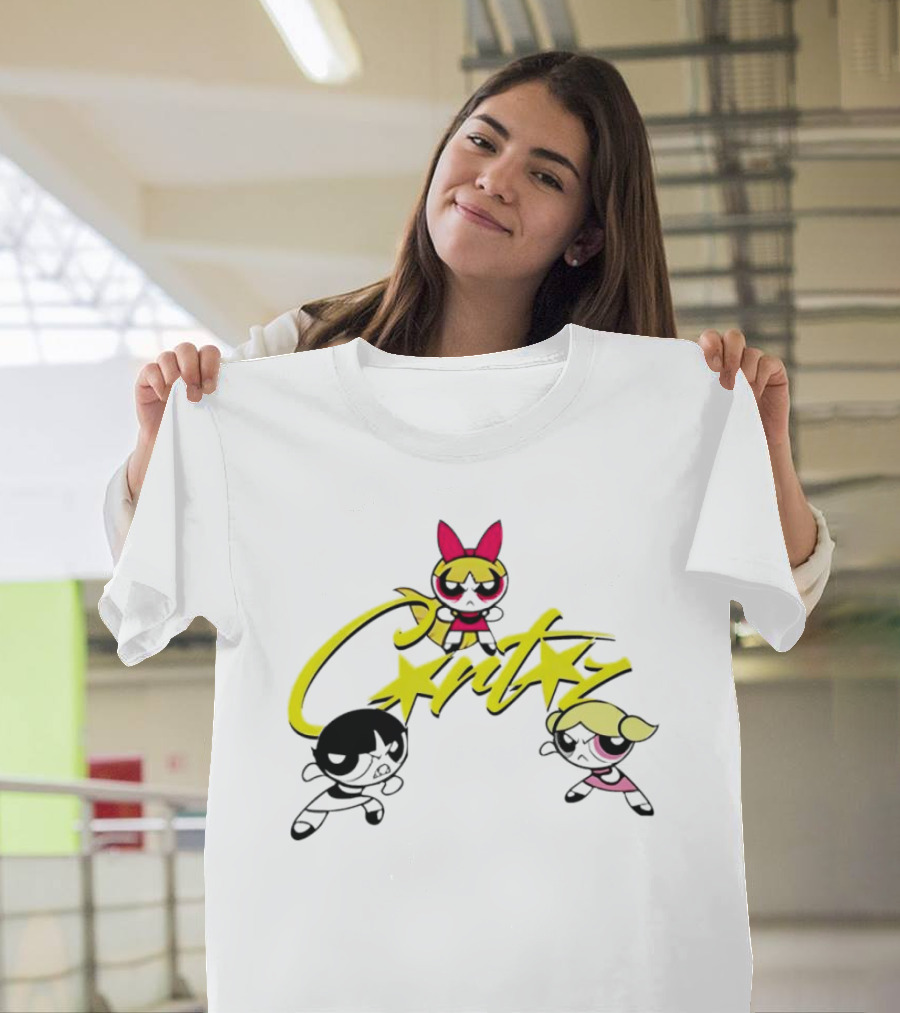 The Powerpuff Girls Corteiz Logo With Characters Buttercup Blossom Bubbles T-Shirt