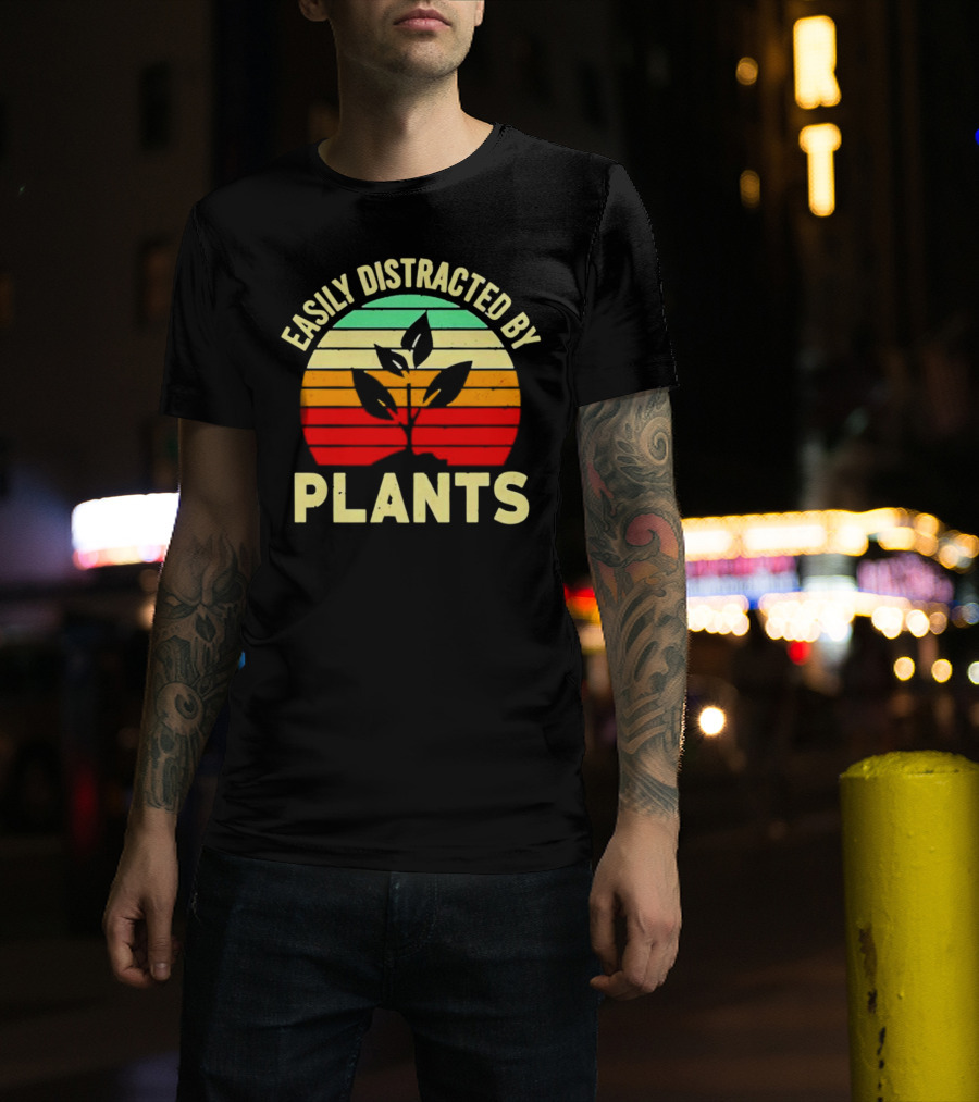 Easily Distracted By Plants Vintage Sunset T-Shirt