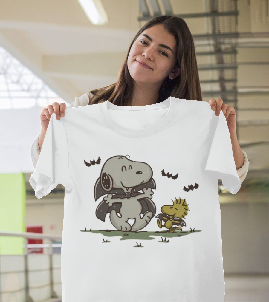 Snoopy And Woodstock Peanuts Spooky Halloween Fun T-Shirt