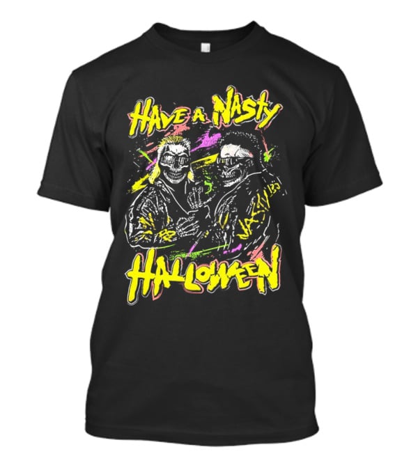 Have A Nasty Halloween Skeleton Warriors Vibrant Neon T-Shirt