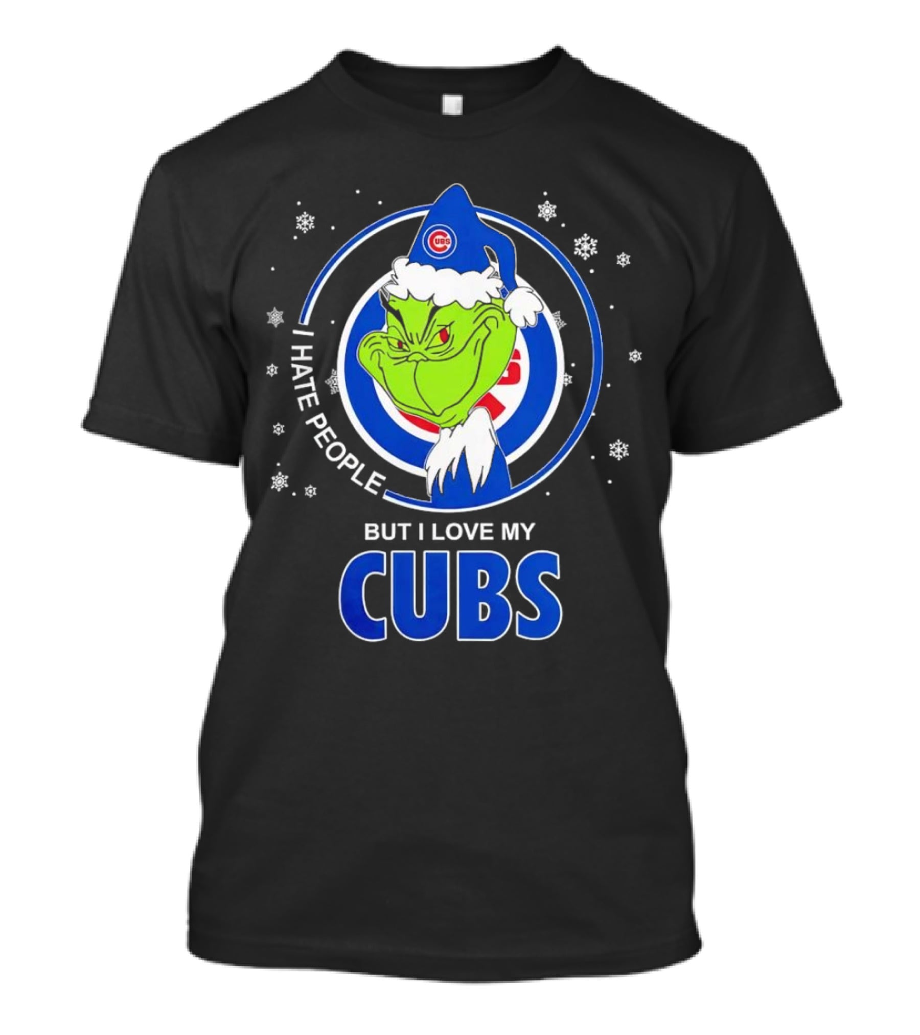 Christmas Grinch Santa I Hate People But I Love My Cubs T-Shirt