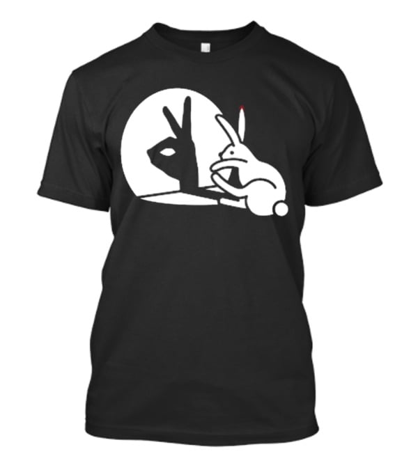 Rabbit Hand Shadow Peace Gesture Optical Illusion T-Shirt