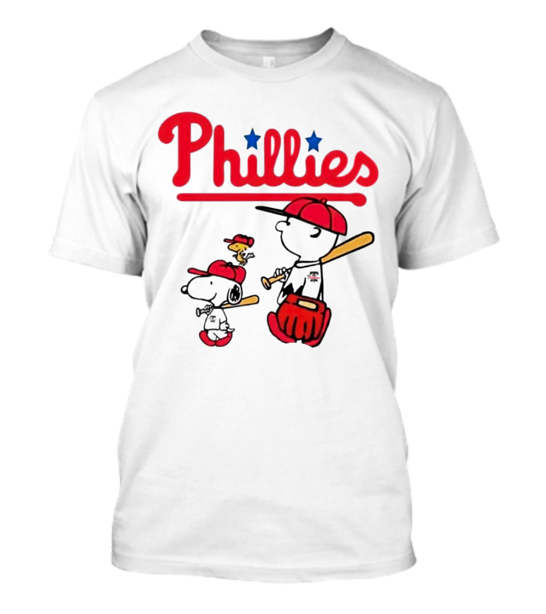 Phillies Snoopy Woodstock Charlie Brown Peanuts Baseball T-Shirt