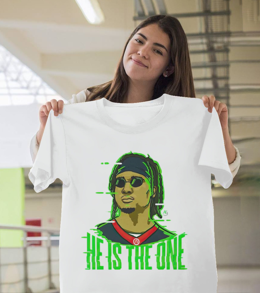 He Is The One Cryptic Neon Style Cartoon T-Shirt
