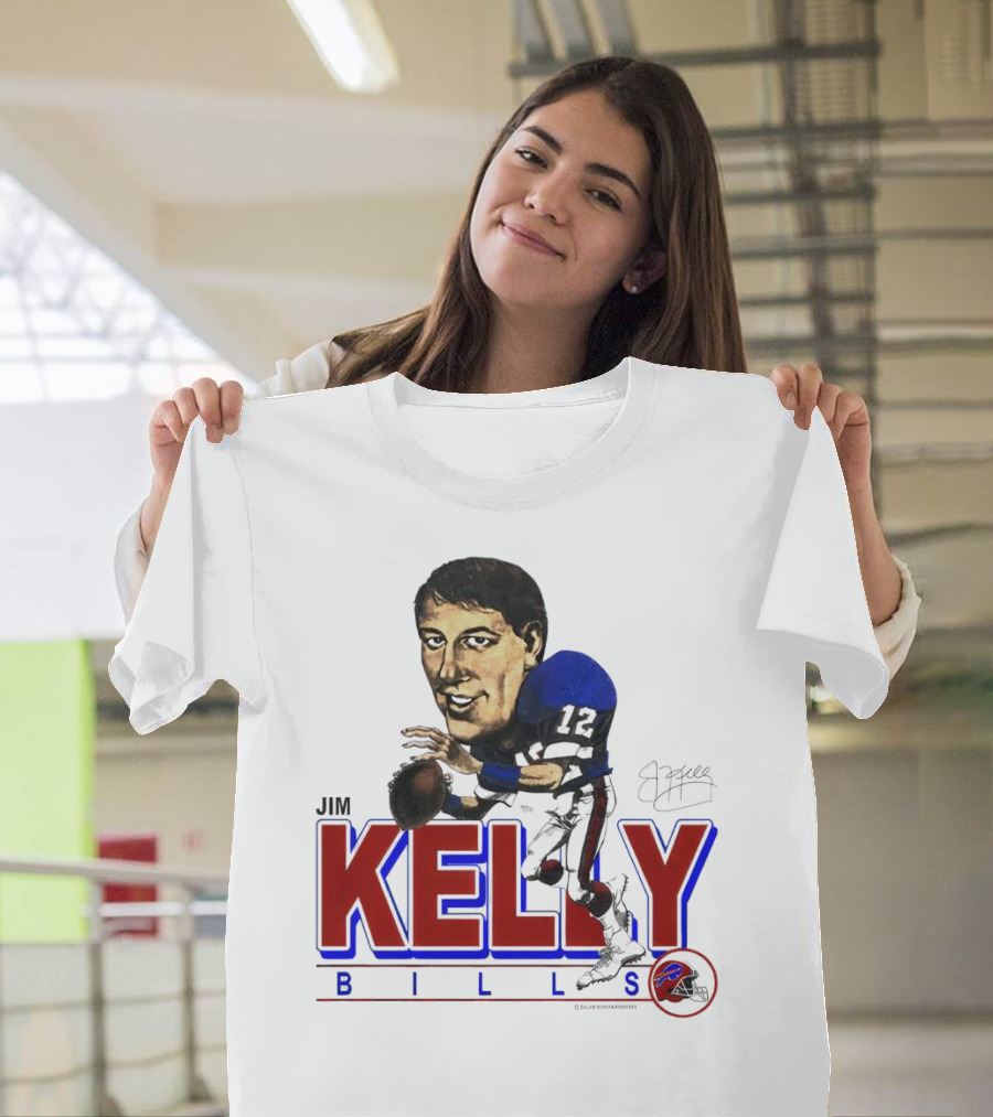 Jim Kelly Buffalo Bills Signature Caricature Kelly Bills T-Shirt