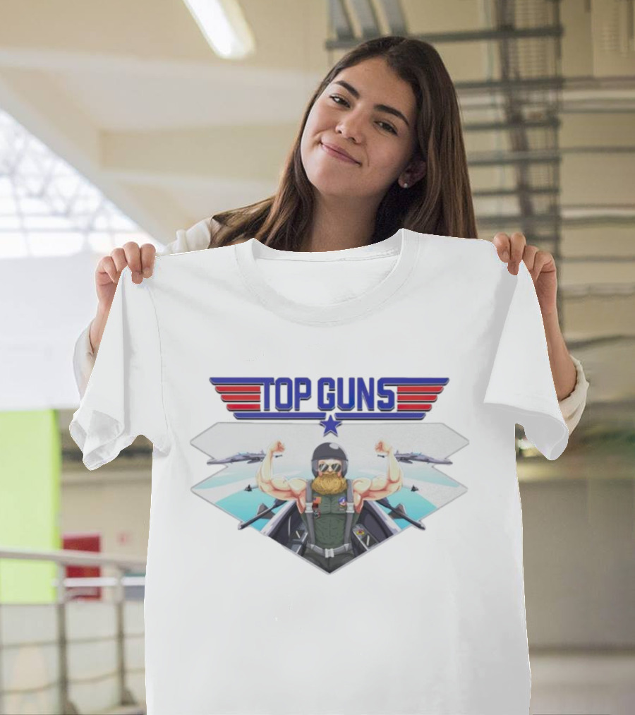 Papaswolio Top Guns Aviator Flex With Jet Background T-Shirt