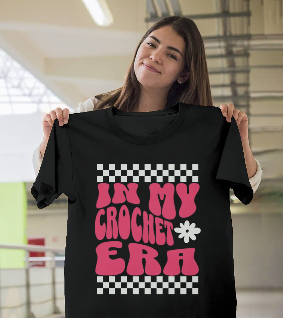 In My Crochet Era Checkerboard Flower Power T-Shirt