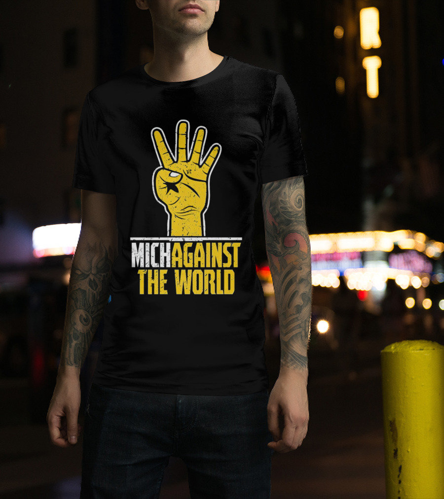Mich Against The World Football Fan Hand T-Shirt