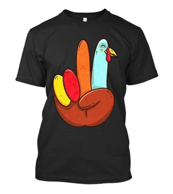 Peace For Turkeys Hand Gesture Turkey Pardon Humor T-Shirt