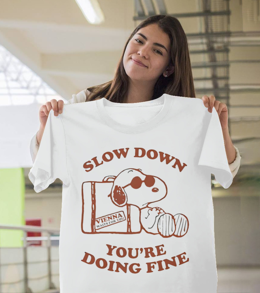 Snoopy Slow Down You’re Doing Fine Vienna Waffle Box T-Shirt