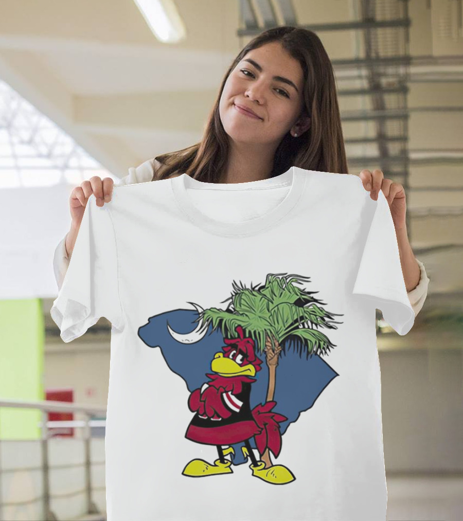 South Carolina Gamecocks Mascot State Emblem Palmetto Tree And Crescent Moon T-Shirt