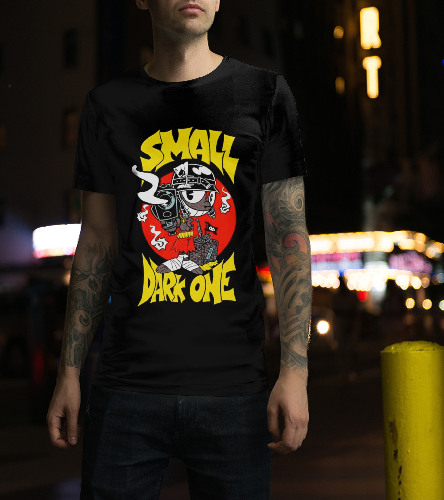 Small Dark One Gunsmoke Skateboard Pizza Character T-Shirt