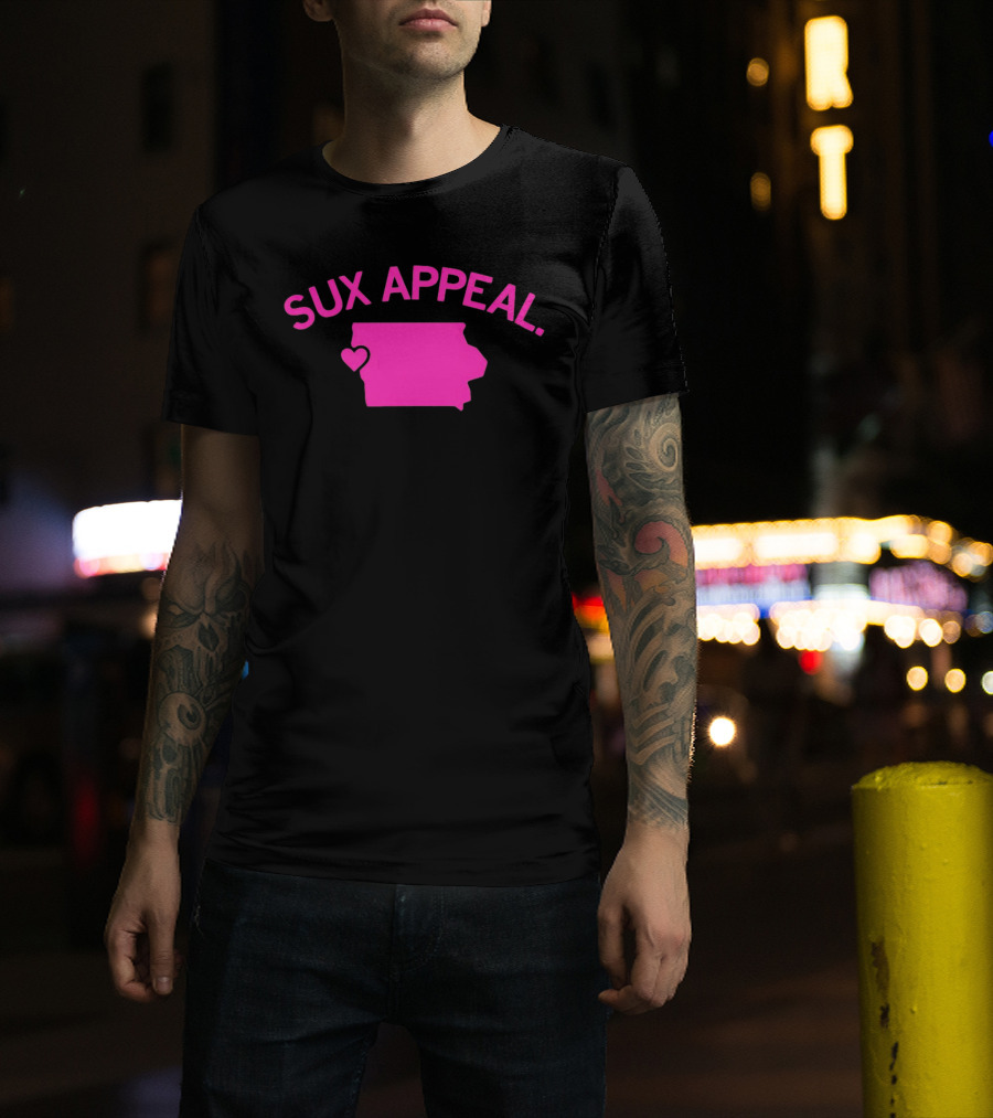Sux Appeal Pink Iowa Heart Map T-Shirt