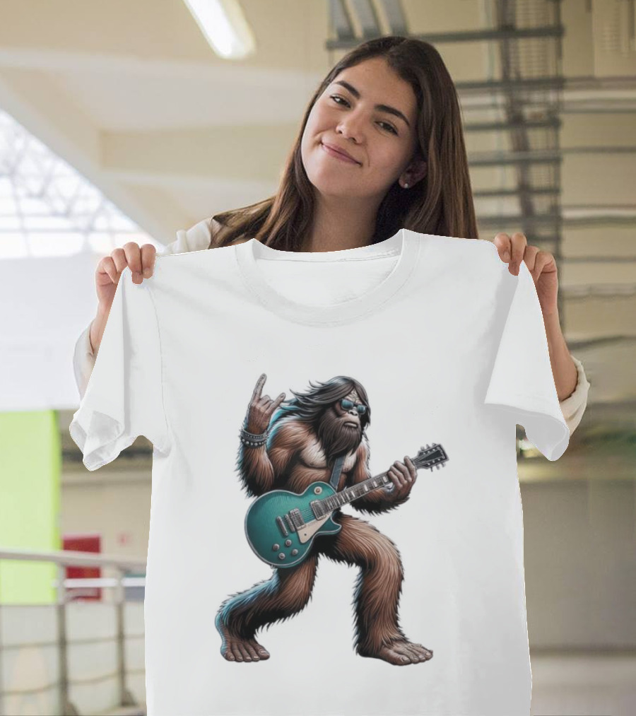 Bigfoot Rocking Out With Electric Guitar T-Shirt