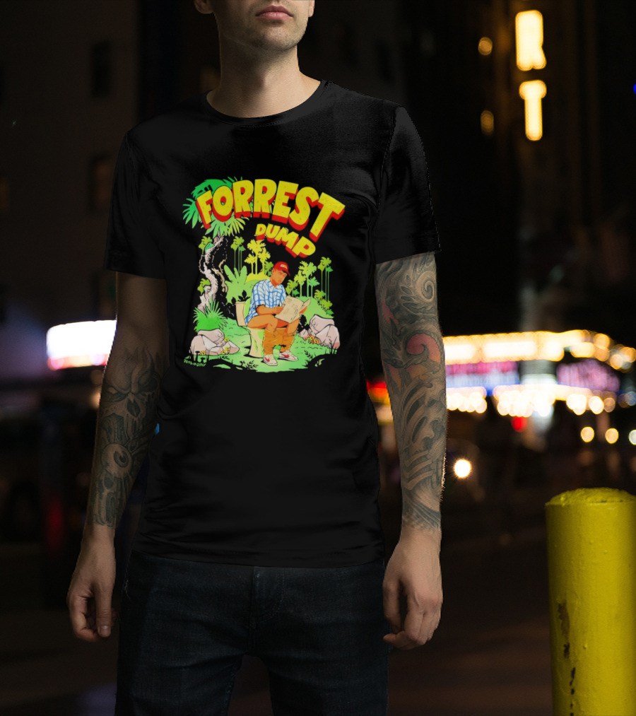Forrest Dump Cartoon Toilet Jungle Reading T-Shirt