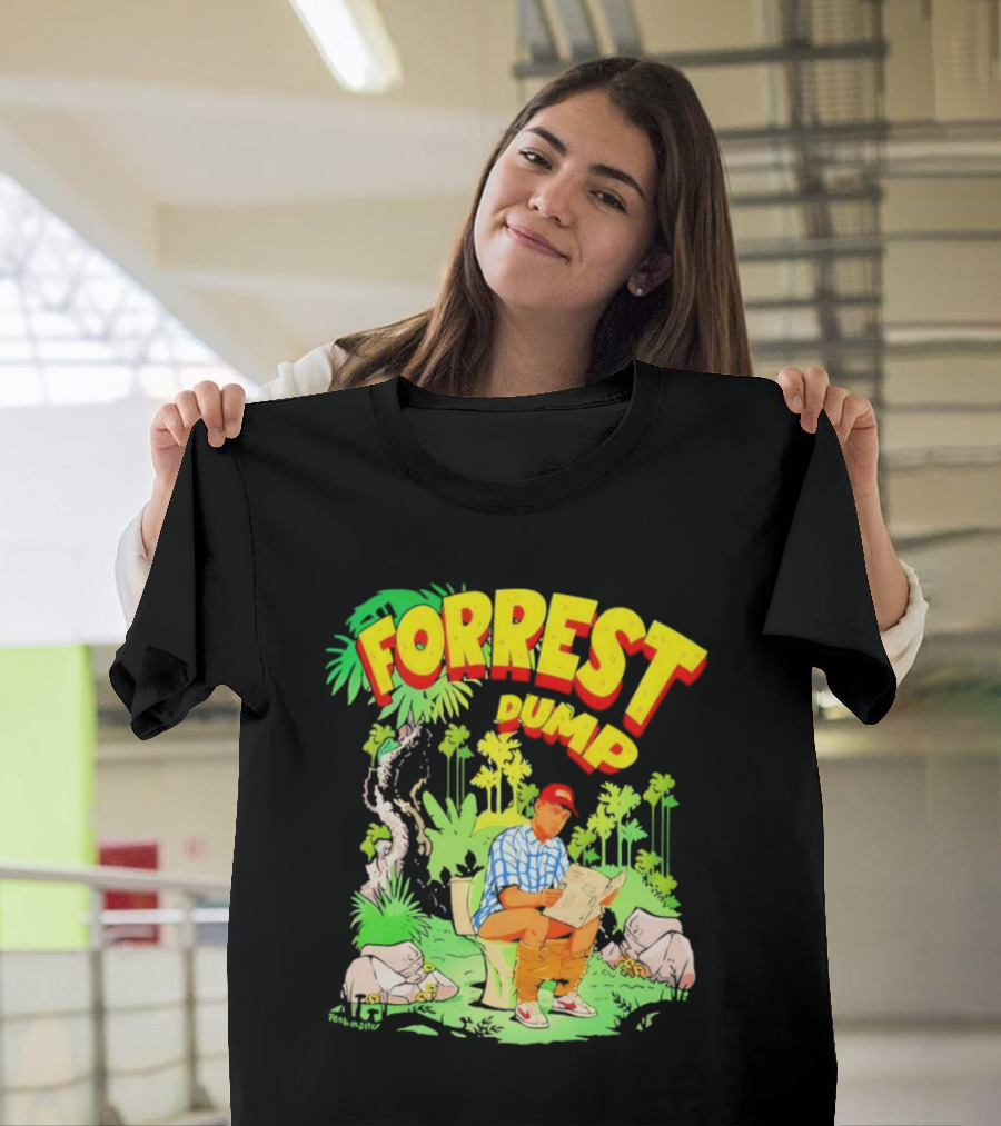 Forrest Dump Cartoon Toilet Jungle Reading T-Shirt