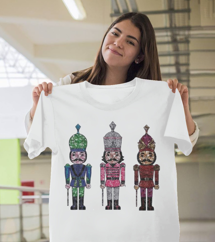 Nutcracker Christmas Glitter Soldiers Trio T-Shirt