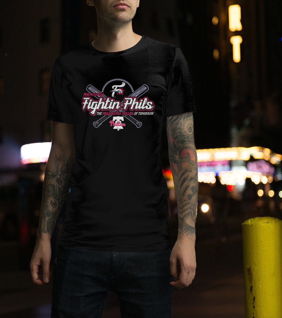 Reading Fightin Phils Philadelphia Phillies Of Tomorrow Phillies Logo With Crossed Bats T-Shirt