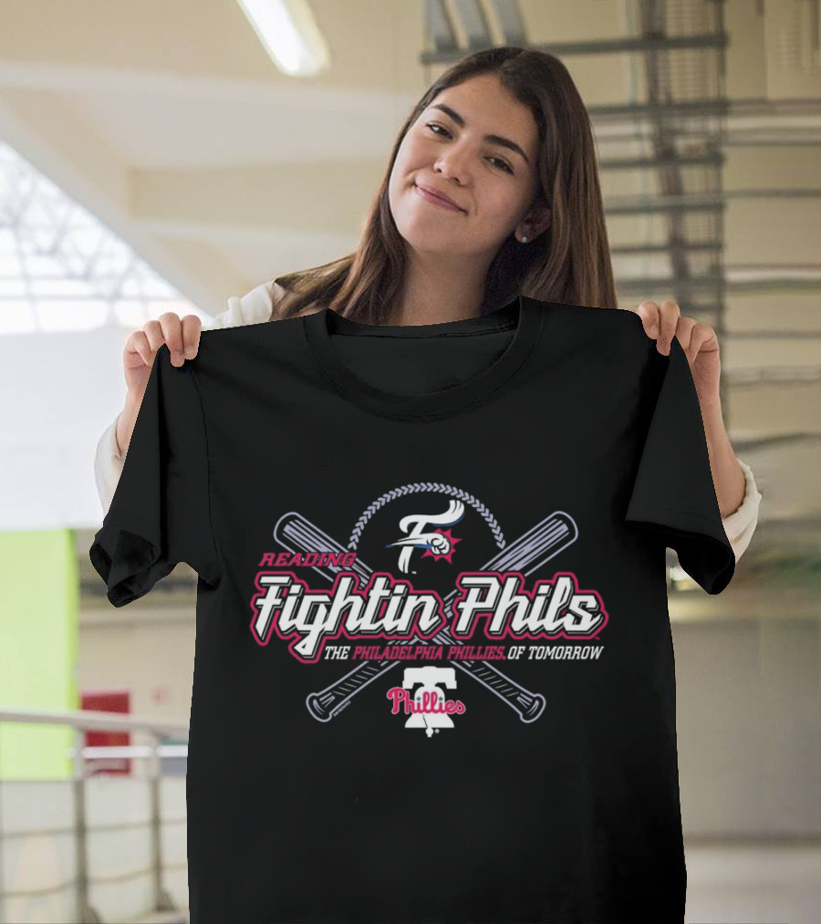 Reading Fightin Phils Philadelphia Phillies Of Tomorrow Phillies Logo With Crossed Bats T-Shirt