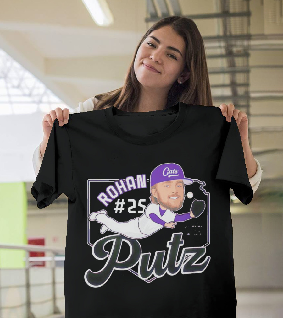 Rohan Putz #25 Kansas State Wildcats Cats Outfielder Signature T-Shirt