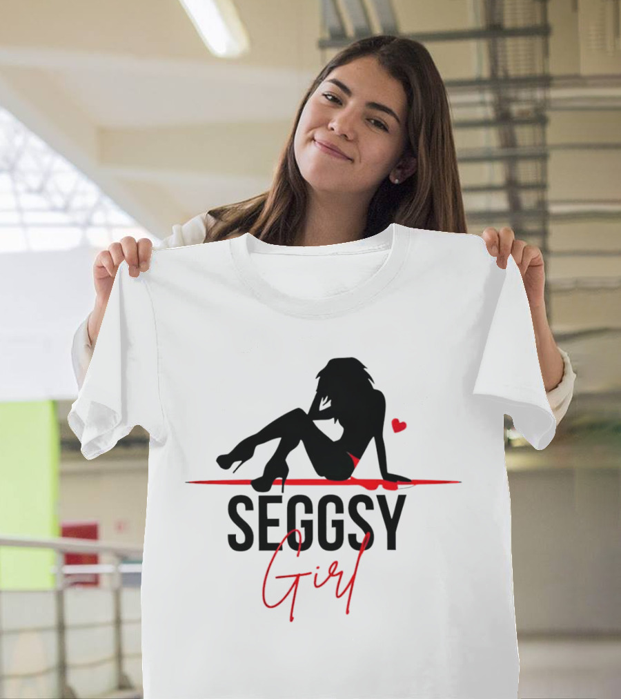 Seggsy Girl Silhouette With Heart And Red Accents T-Shirt